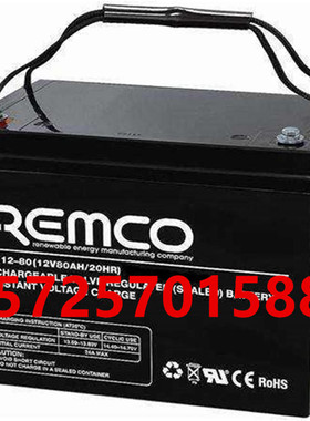 REMCO蓄电池RM12-80医疗消防基站设备直流屏UPS电源用12V80AH电池