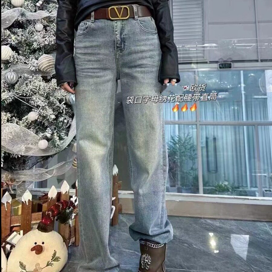 窄版阔腿牛仔裤春夏弹力102cm软