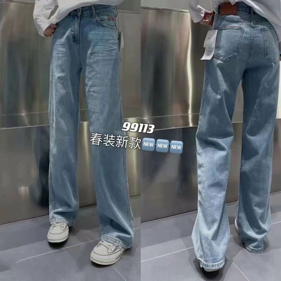 窄版阔腿牛仔裤103cm春夏微弹美图片