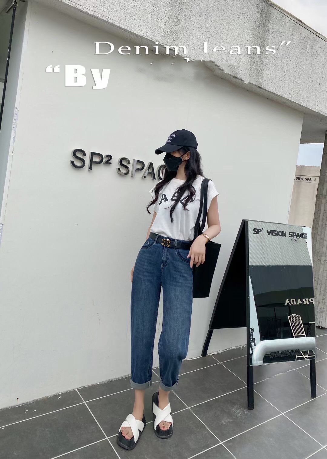 简约牛仔裤现货春夏哈伦时尚潮流图片