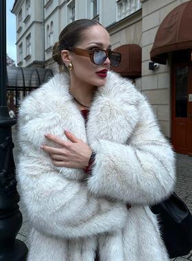 仿皮草外套女long faux fur coat