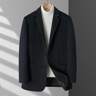 羊毛呢子商务休闲西服外套加大码 男2024新款 单面呢 羊绒西装 秋冬季