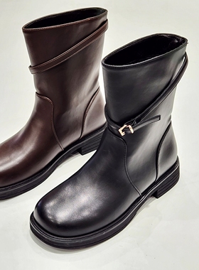 97808特价清版断码女鞋平底粗跟低跟英伦风皮带扣马丁靴女短靴