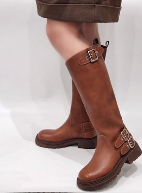 37030清版高筒靴西部牛仔靴加绒马丁靴方跟秒杀