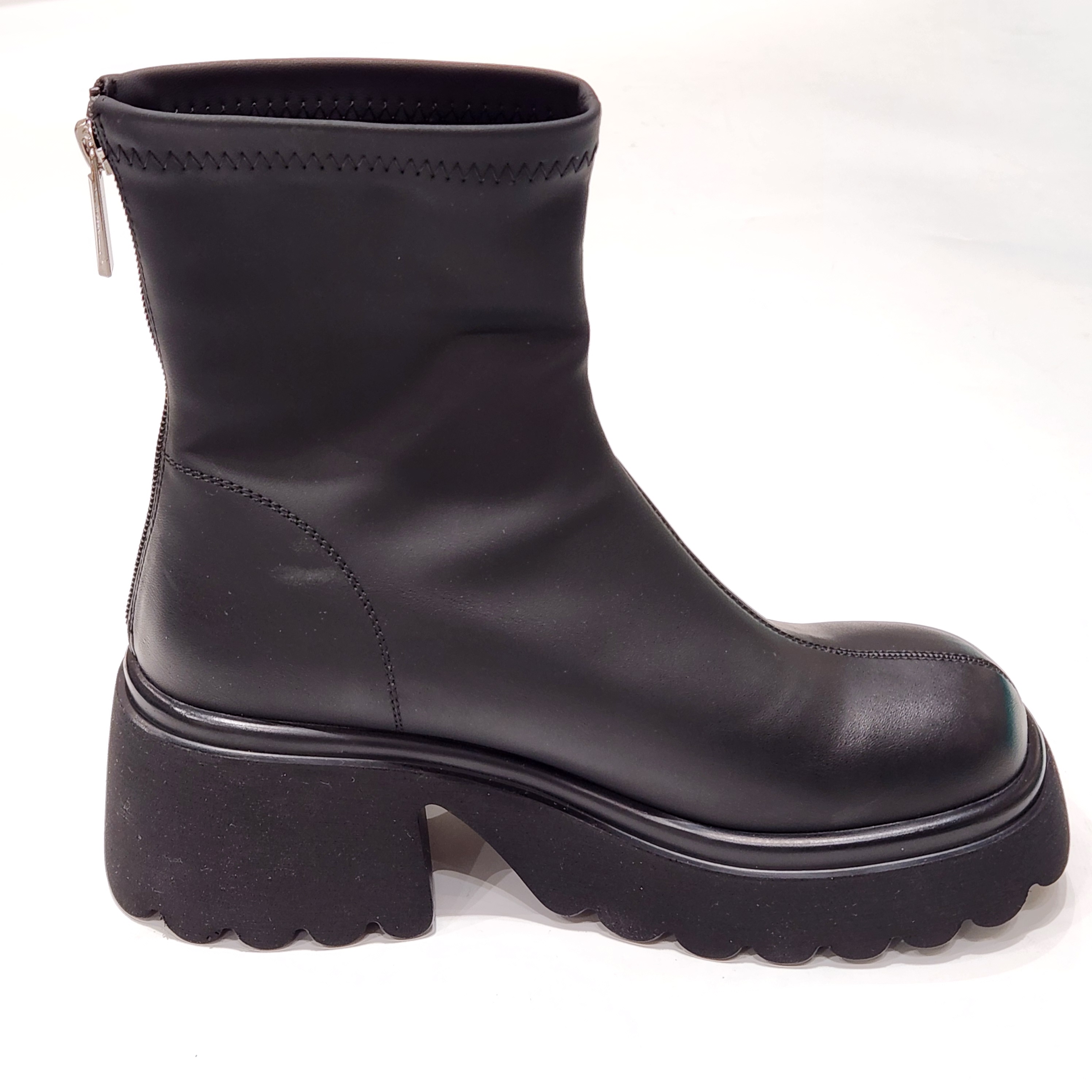 33010马丁鞋特价清版方头粗跟时装靴显瘦百搭方根加绒后拉链靴子