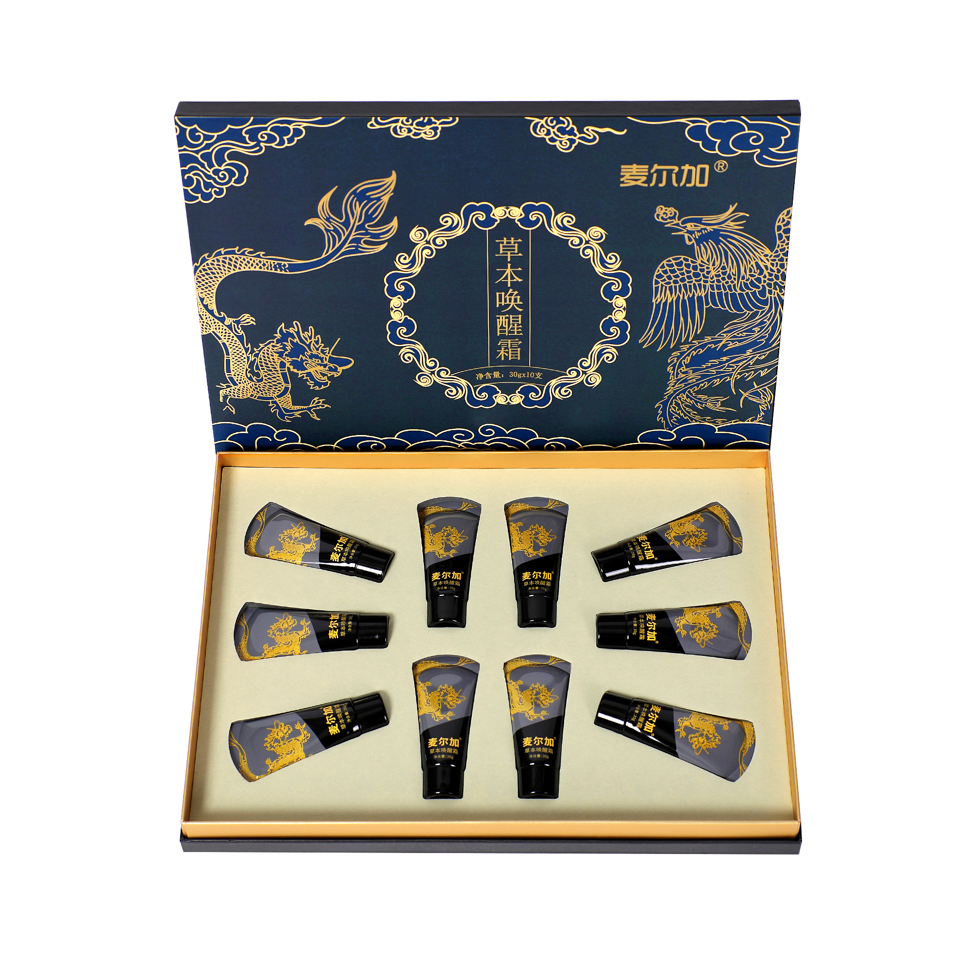 麦尔加草本唤醒霜招财猫仪器套盒产品