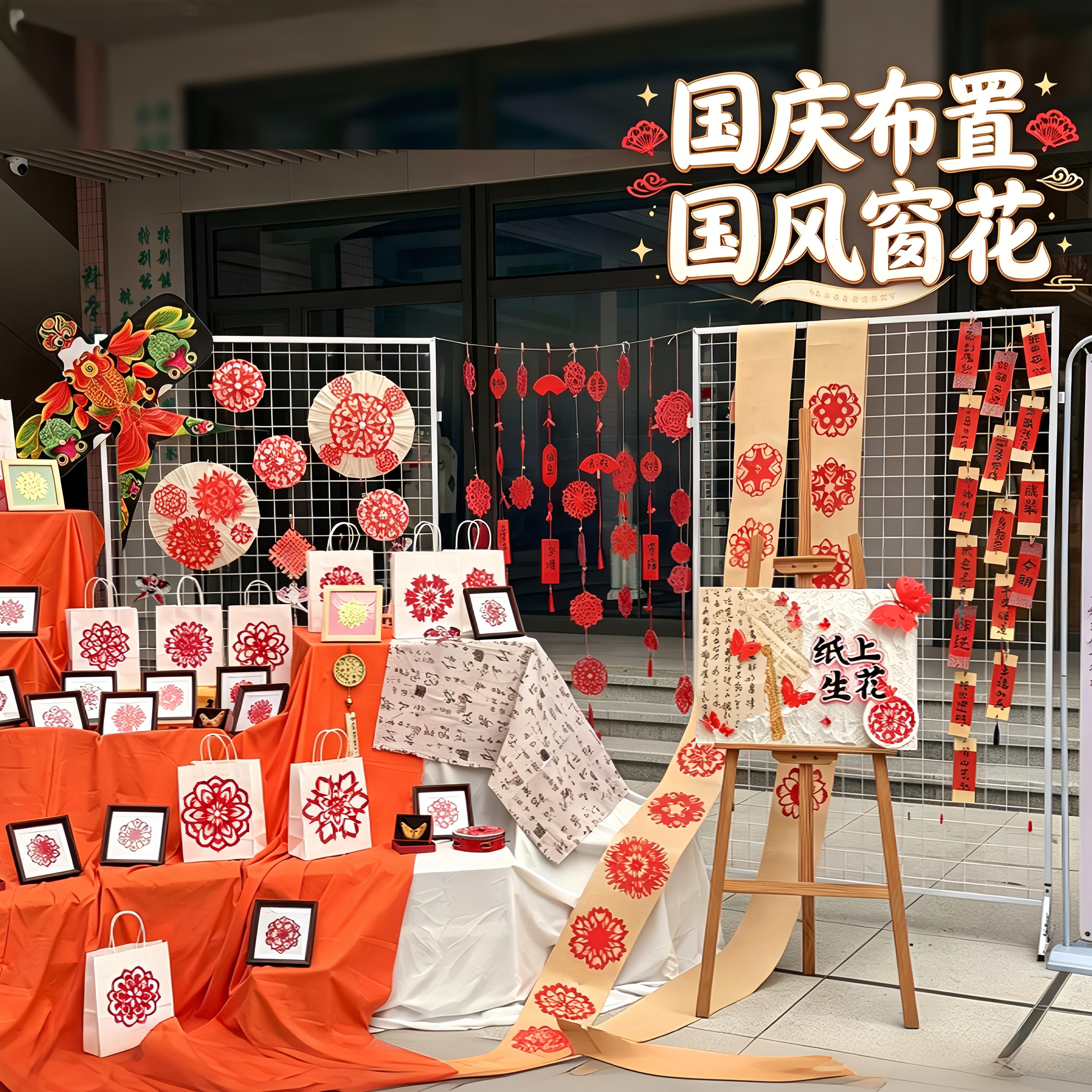国庆节幼儿园环创材料国风剪纸红色传统窗花挂饰大厅布置装饰吊饰