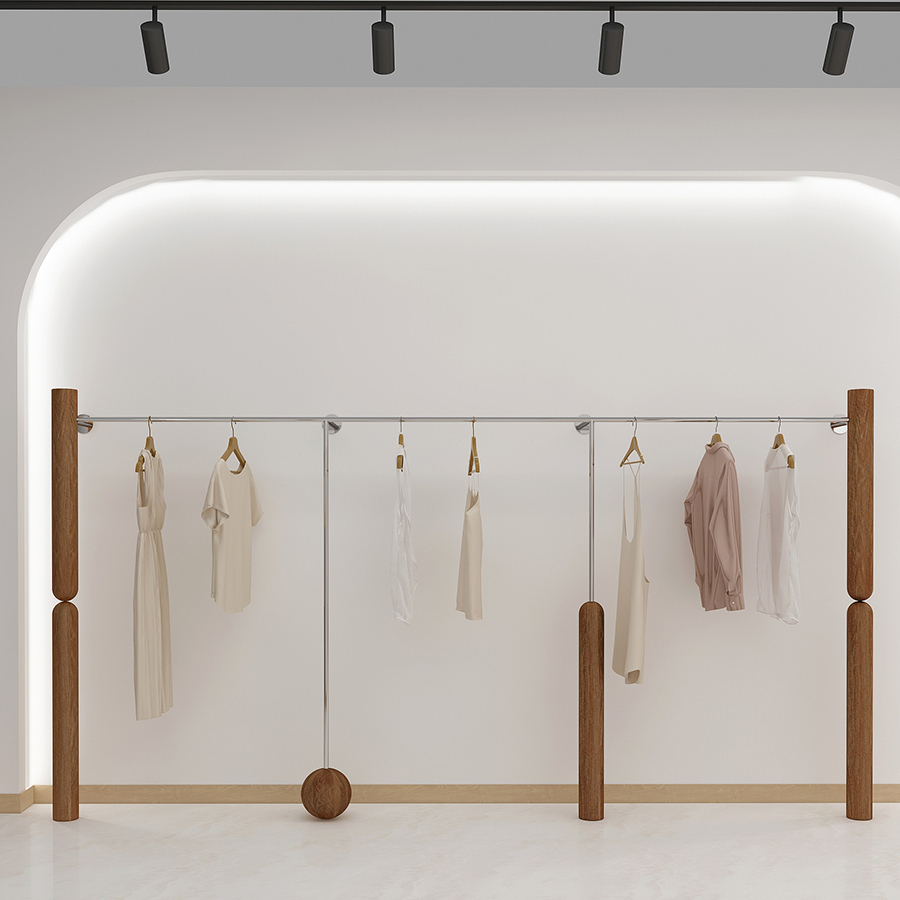 0甲醛服装店不锈钢仿木纹胡桃色