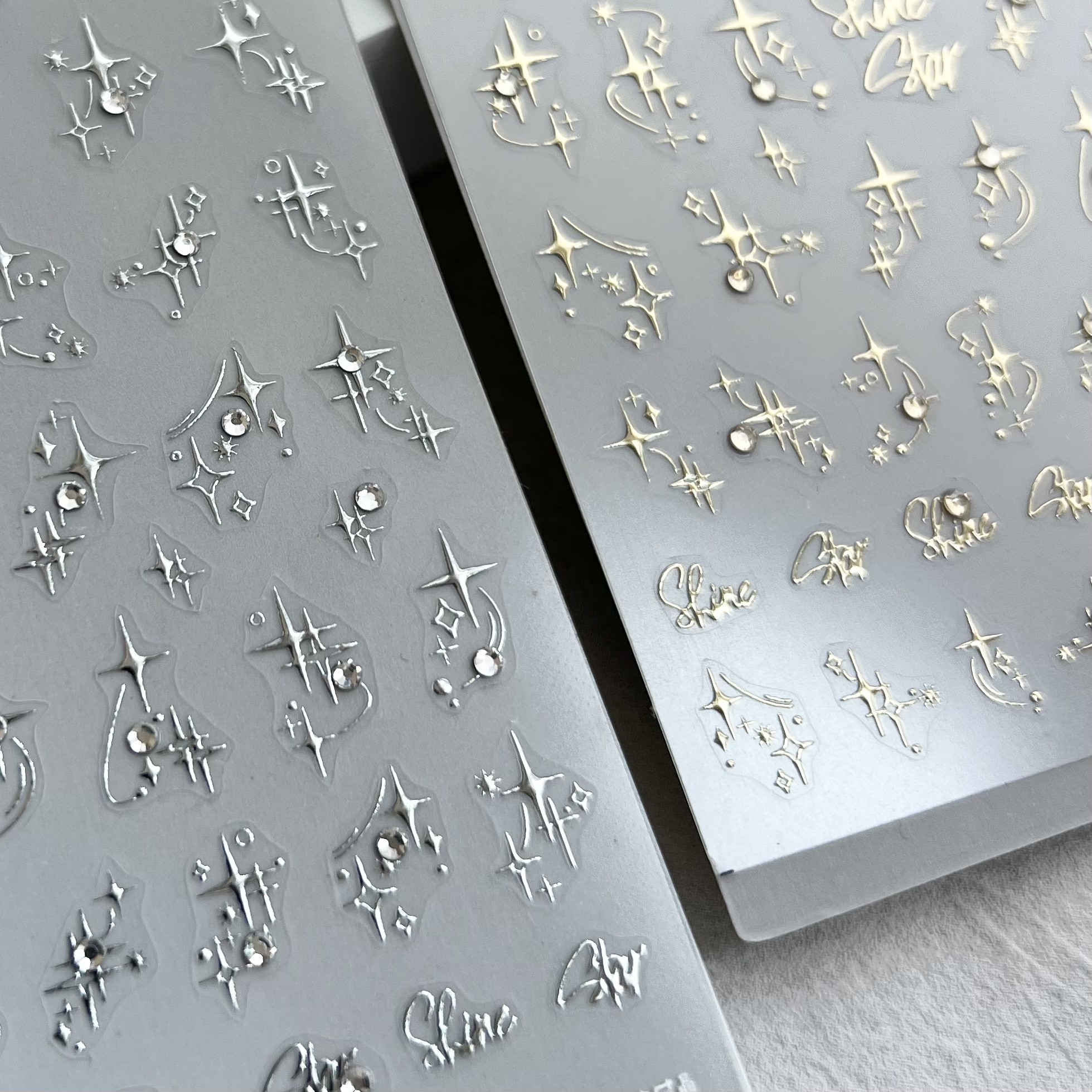 【贴纸自带晶钻】金属感银色镭射银四芒星银河美甲贴纸 y2k辣妹,彩妆/香水/美妆工具,美甲工具,淘宝优惠券,粉丝福利购,淘宝优惠卷