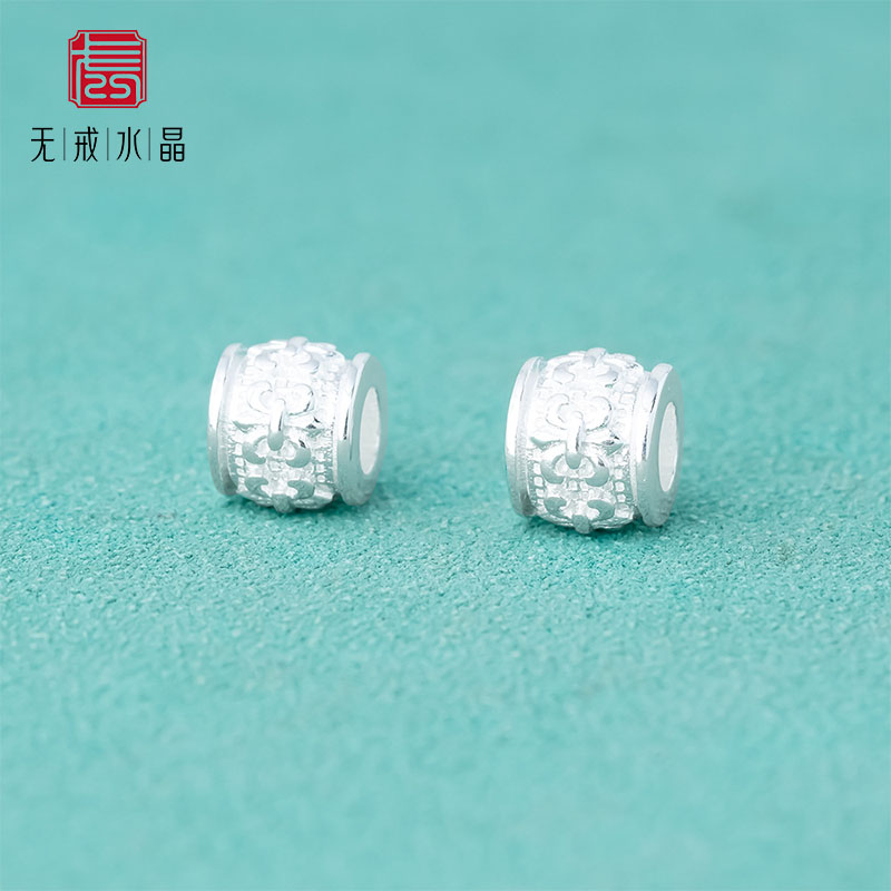 『无戒』s925纯银精工素银亮面克罗芯船锚转运珠大孔隔珠diy手链