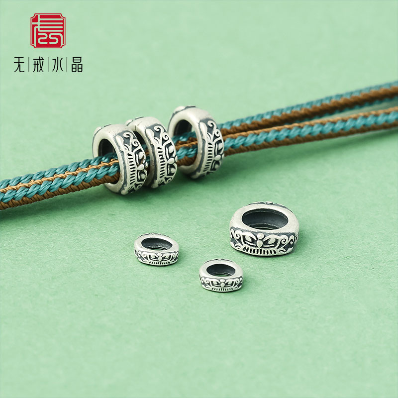 『无戒』S925纯银复古哑光兽面纹隔片5mm8mm做旧饕餮纹diy银配件