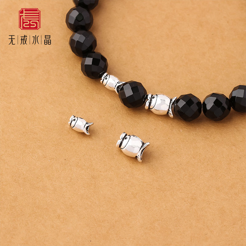 『无戒』s925纯银泰银散珠对穿小鱼隔珠串珠DIY饰品材料手链配件