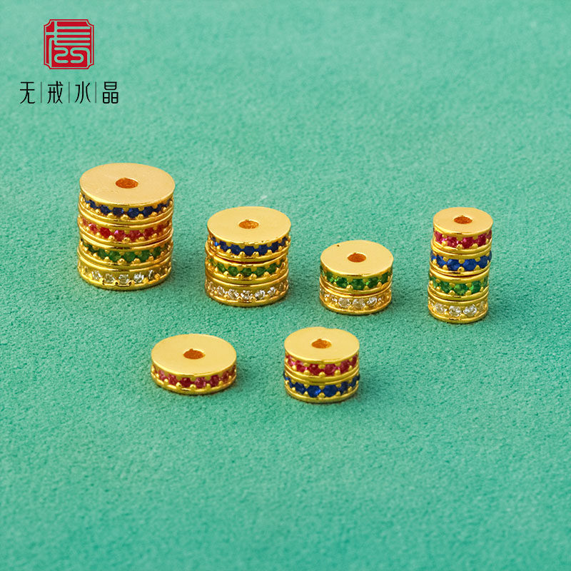 『无戒』S925纯银金色镶嵌直切隔片隔珠配饰手工diy手串珠项链图片