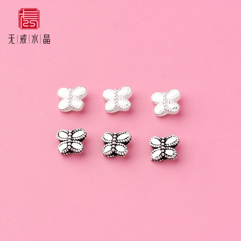 『无戒』S925银手工配件DIY串珠手链迷你蝴蝶隔珠 项链编绳银配件