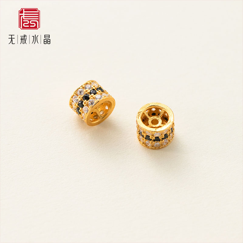 『无戒』S925纯银镀金镶嵌几何隔珠手串精工散珠diy手工材料配件