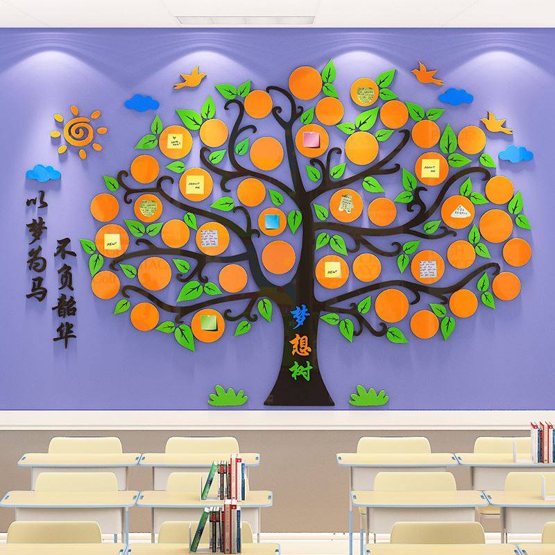 创意梦想树心许愿墙贴初高中小学励志目标墙班级文化布置教室装饰
