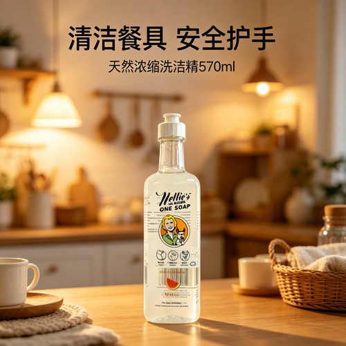 Nellies进口洗洁精不伤手天然浓缩婴儿奶瓶清洁剂洗碗粉去污除油