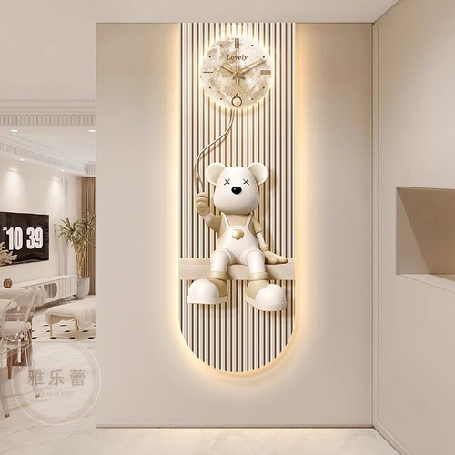 奶油风玄关装饰画暴力熊走