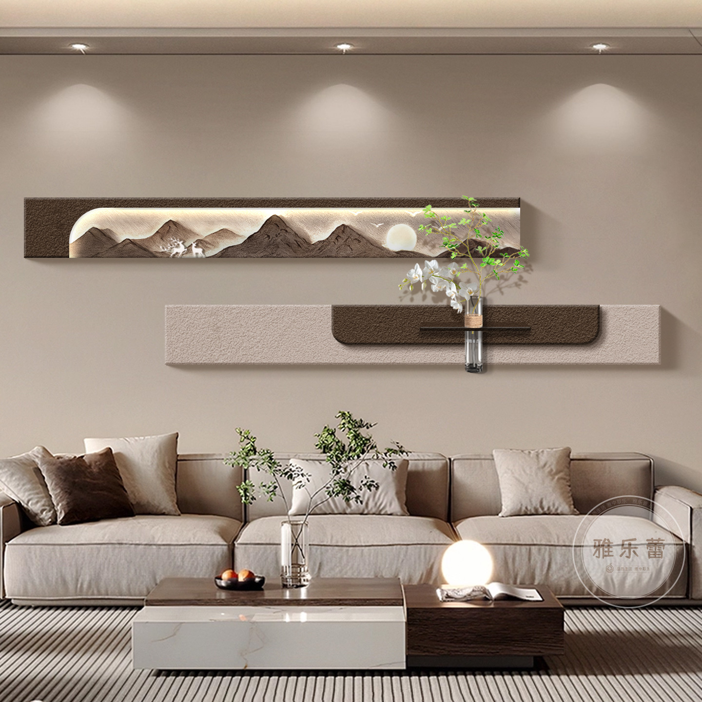 沙发背景墙细长条现代轻奢有靠山