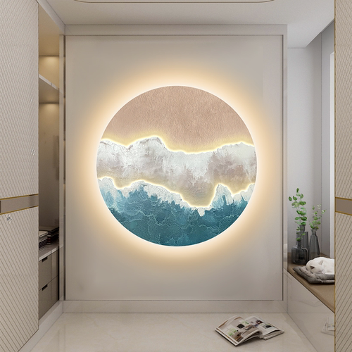 创意led灯画高级入户玄关装饰画