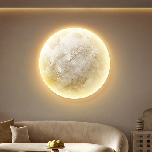 月球客厅背景墙发光画氛围