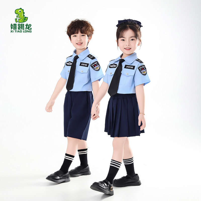 六一儿童演出服男童警察服套装女童警官服交警制服角色扮演警长服