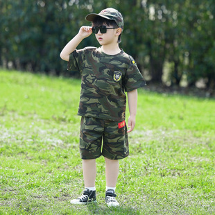 儿童迷彩服男童短袖套装幼儿园夏季军训演出服帅气夏令营警官服装