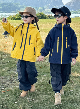 儿童冲锋外套三合一春秋季户外防风女童三防宝宝衣服秋装男童上衣