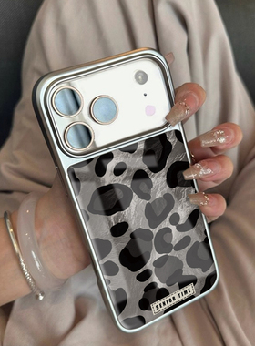DZ黑色豹纹适用苹果17promax手机壳新款iPhone16高级感轻奢小众15plus个性网红14大孔防摔女款13电镀12硅胶11