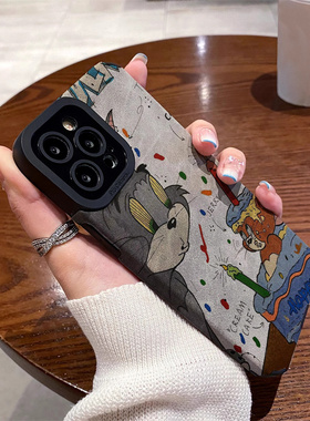 DZ适用苹果16promax手机壳新款iPhone15硅胶14plus灰色13pro全包12防摔11高级感xsmax女款卡通生日汤姆杰瑞