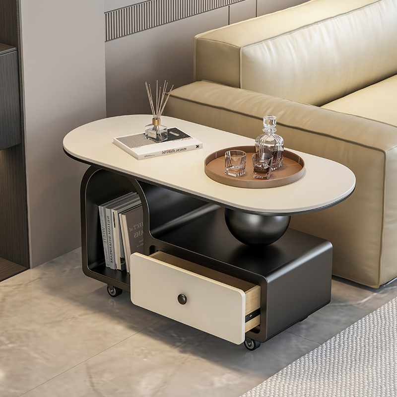 现代可移动岩板沙发边几置物架轻奢高级感阳台创意小推车茶几桌子