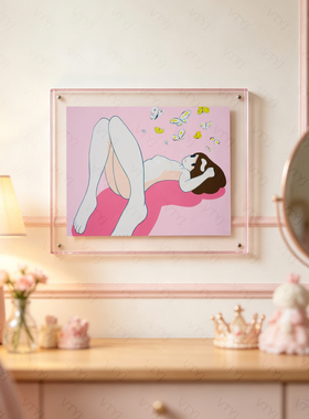 天野健版画少女艺术亚克力装裱画卧室书房潮流挂画桌面趣味艺术画