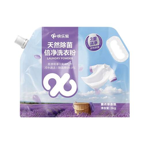 快乐猴超市洗衣粉3kg薰衣草香氛
