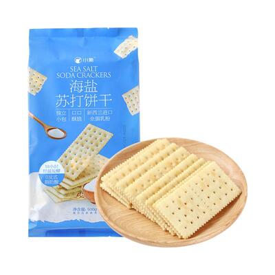 小象超市海盐苏打饼干500g办公室休闲零食咸香适中口感酥脆