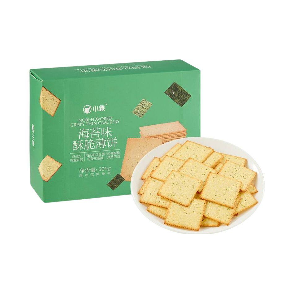 小象超市海苔薄脆饼干300g整箱装多口味零食小吃休闲食品