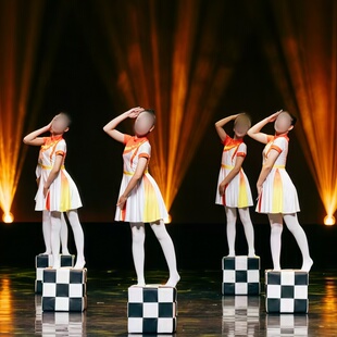 儿童现代群舞《琴声里的怀念》同款渐变舞蹈演出表演服装专业定制