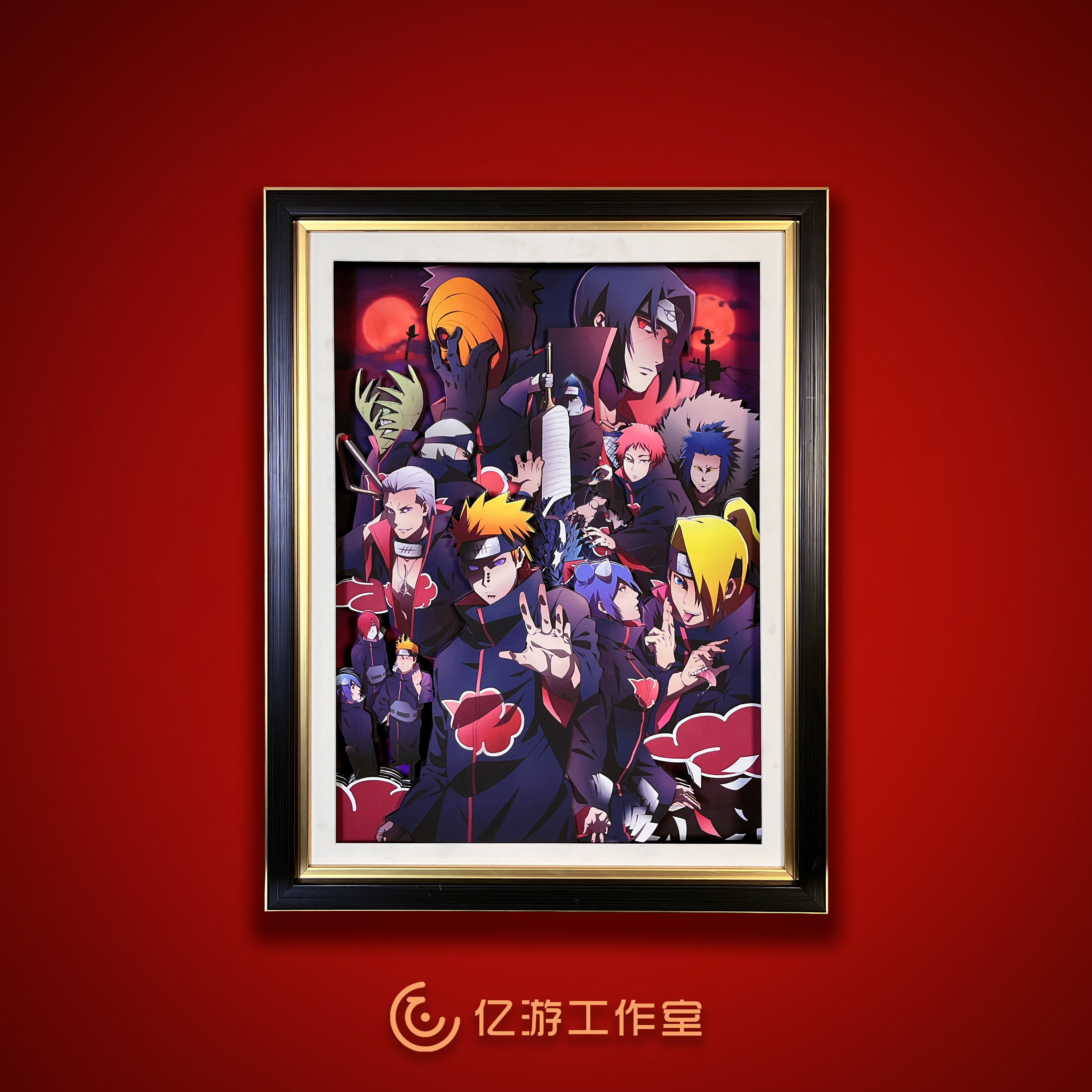 【亿游】火影忍者晓组织全家福立体画周边挂画装饰画手办桌搭摆件