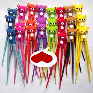 1 Pair Random Color Bear Chopstick Training Cartoon Chopstic