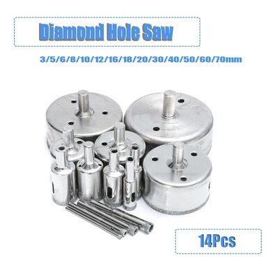 14 PCS 3-70 - mm Diamond Holesaw Drill Bit Tool suitable for