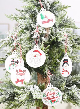 Christmas Ornaments White Background Wooden Pendant Old Man