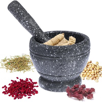 Kitchen Garlic Pugging Pot Pedestal Bowl Mortar And Pestle S