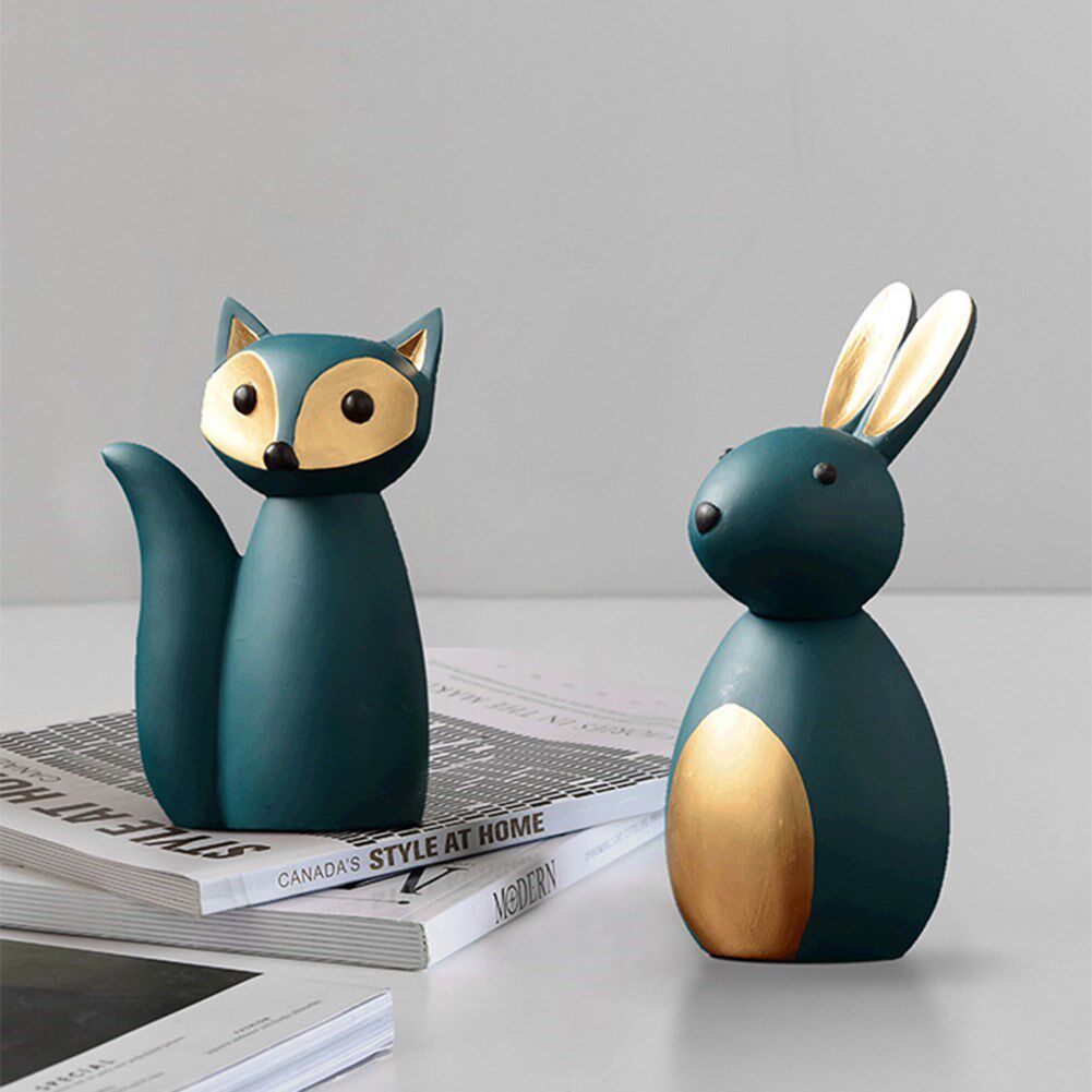 nordic style cartoon fox bunny figurines animal table orname