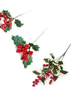 10 pcs Red Artificial Holly Berries Christmas Fake Fruit Ber