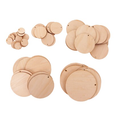 10/25/50/100pcs Round nfinished Wood Pieces Slice With Hole