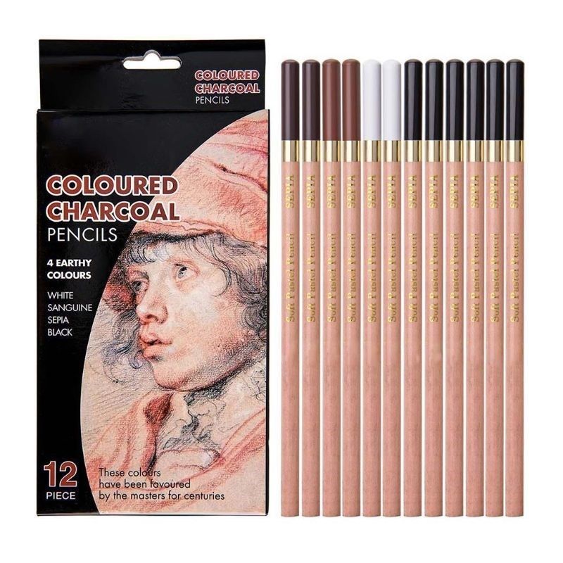 12pcs soft pastel wooden pencil crayon charcoal pencils for