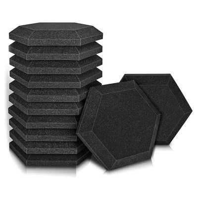 12 Pcs Acoustic Foam Board,Hexagonal Studio Slope Heel Board