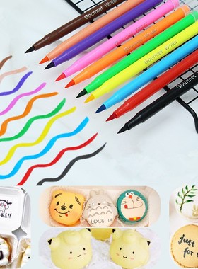 10 Colors Edible Pigment Pen 5ml DIY Food Coloring Pens Bisc