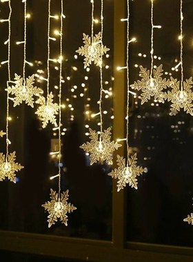 4m LED Fairy Curtain String Lights Snowflake Icicle Lamp Chr