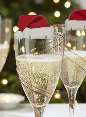 10pcs Christmas Hats Champagne Glass Decor Paperboard decor