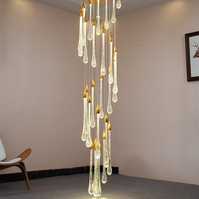 Modern led large staircase crystal ceiling chandelier lighti